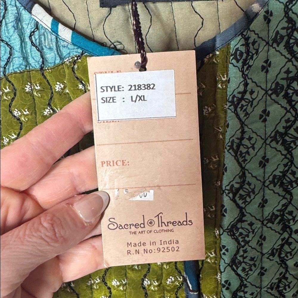 Sacred Threads Patchwork Button Down Hippie Artsy… - image 7